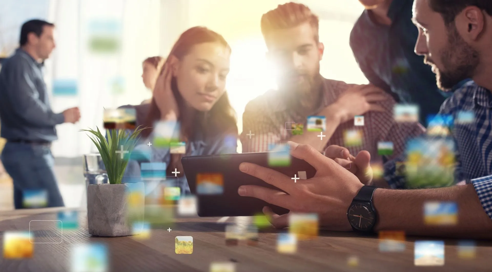 Business professionals collaborating